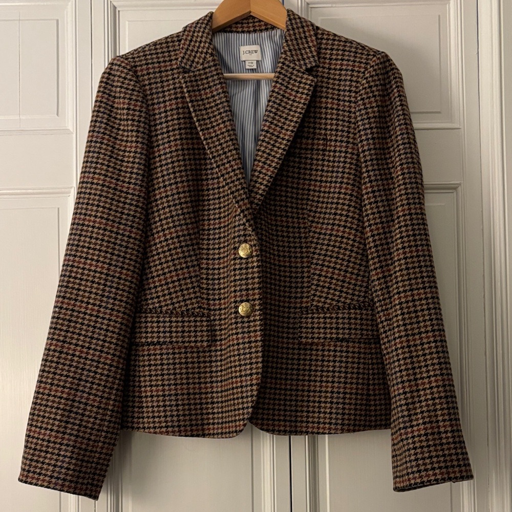 J. Crew Women's camel and navy Houndstooth Blazer